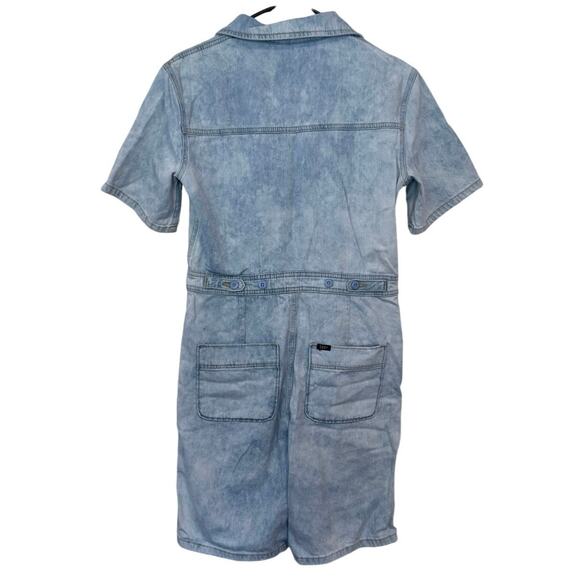 Lee Vintage Modern Women’s Acid Wash Denim Short Union-Alls Romper Size XS - Picture 2 of 11